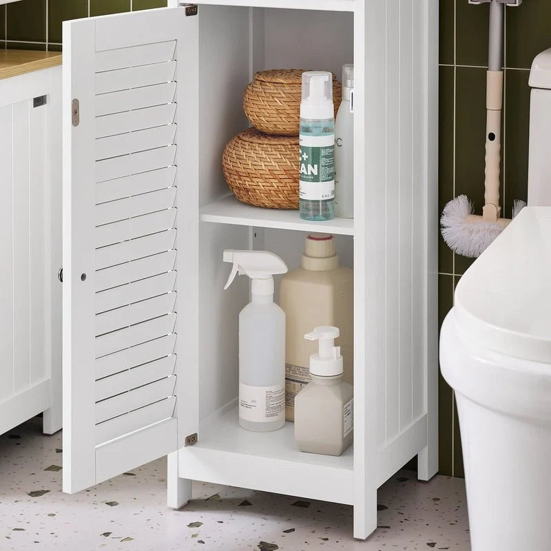 Meuble de salle de bain haut avec 2 portes, 1 tiroir et porte de ventilation à lattes
