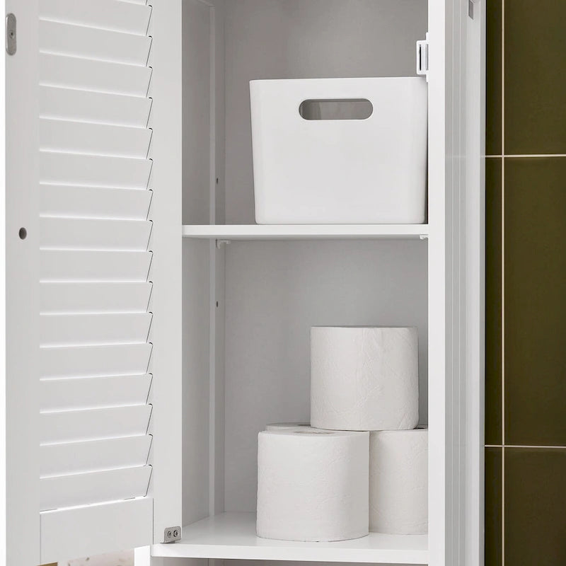 Meuble de salle de bain haut avec 2 portes, 1 tiroir et porte de ventilation à lattes