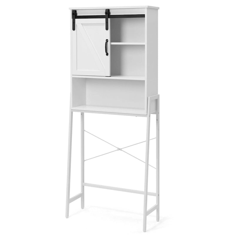 Meuble de rangement WC avec porte coulissante et étagères réglables