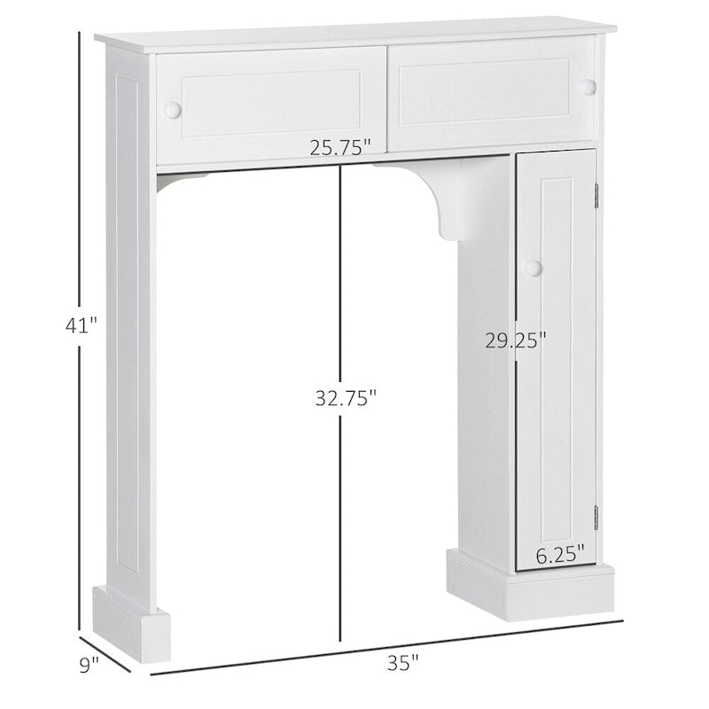 Meuble de rangement de salle de bain autoportant au-dessus des toilettes avec portes coulissantes