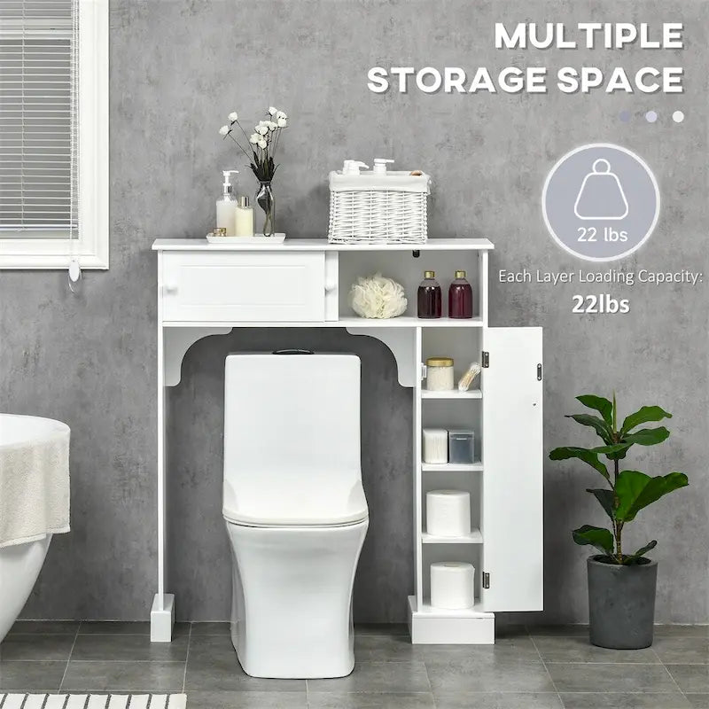 Meuble de rangement de salle de bain autoportant au-dessus des toilettes avec portes coulissantes