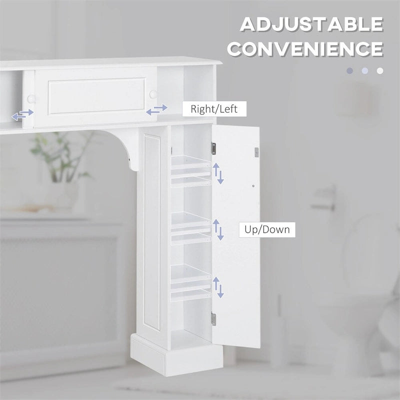Meuble de rangement de salle de bain autoportant au-dessus des toilettes avec portes coulissantes