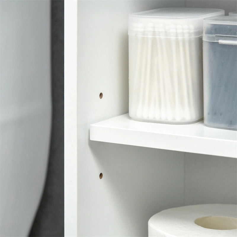 Meuble de rangement de salle de bain autoportant au-dessus des toilettes avec portes coulissantes