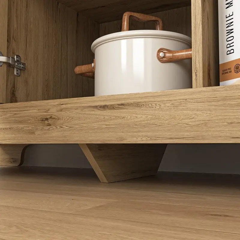 Meuble de rangement pour bar à café de ferme à 3 portes avec portes tressées et étagère réglable