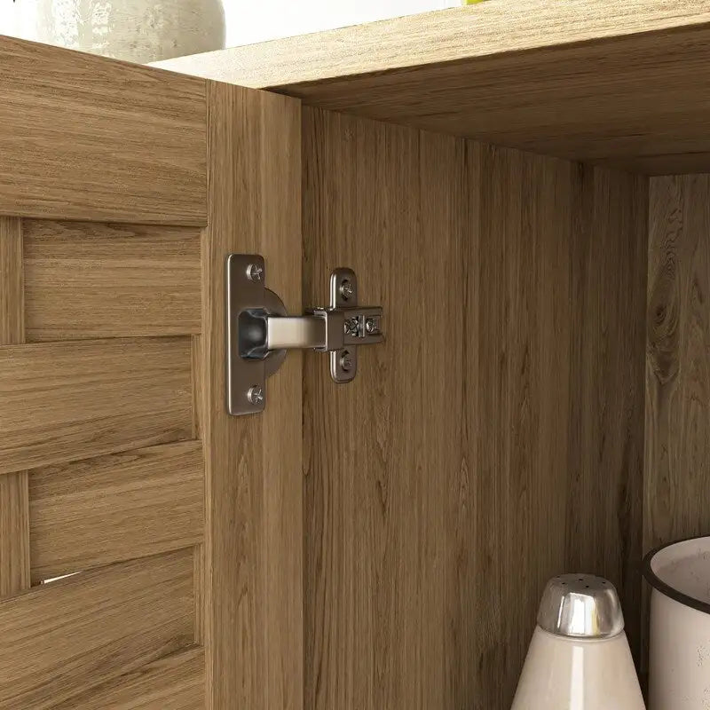 Meuble de rangement pour bar à café de ferme à 3 portes avec portes tressées et étagère réglable