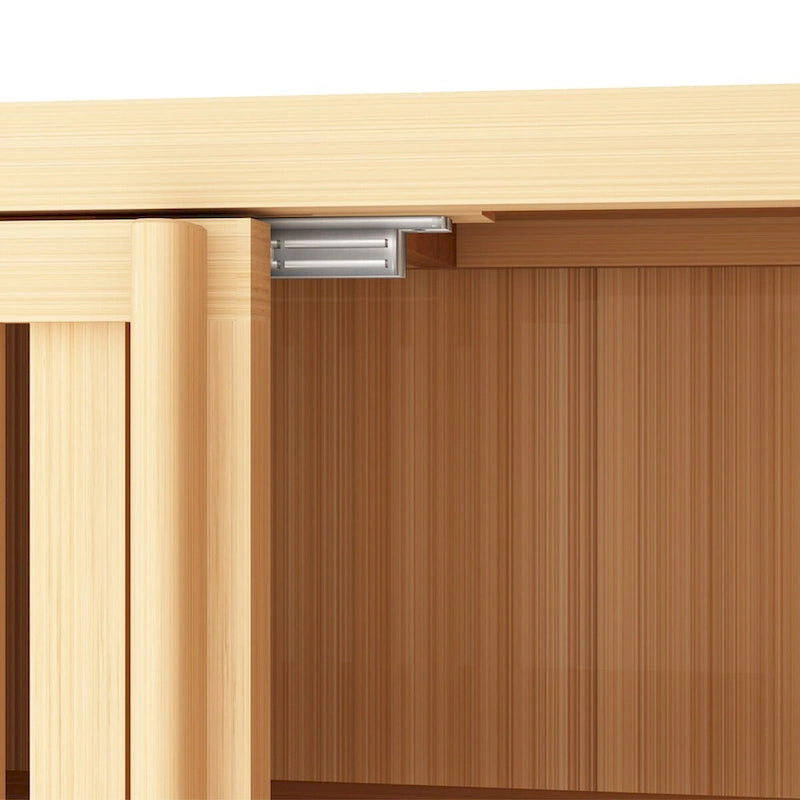 Meuble de salle de bain en bambou de 32 po avec portes persiennes et étagère intérieure