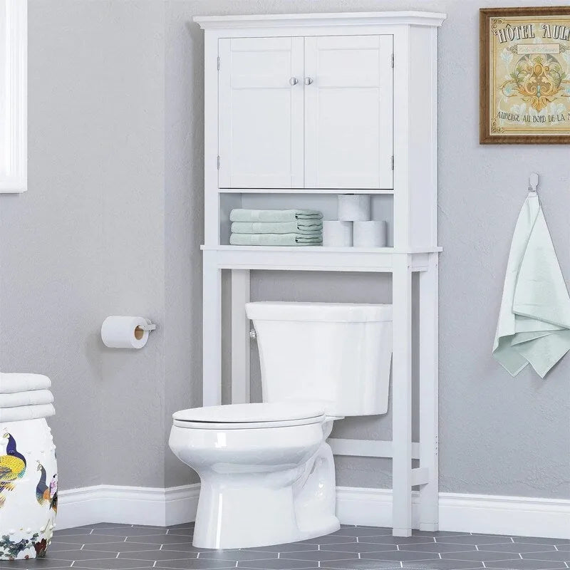 Meuble de rangement pour toilettes avec lambris à rainures et languettes — 27,36" L x 65" H