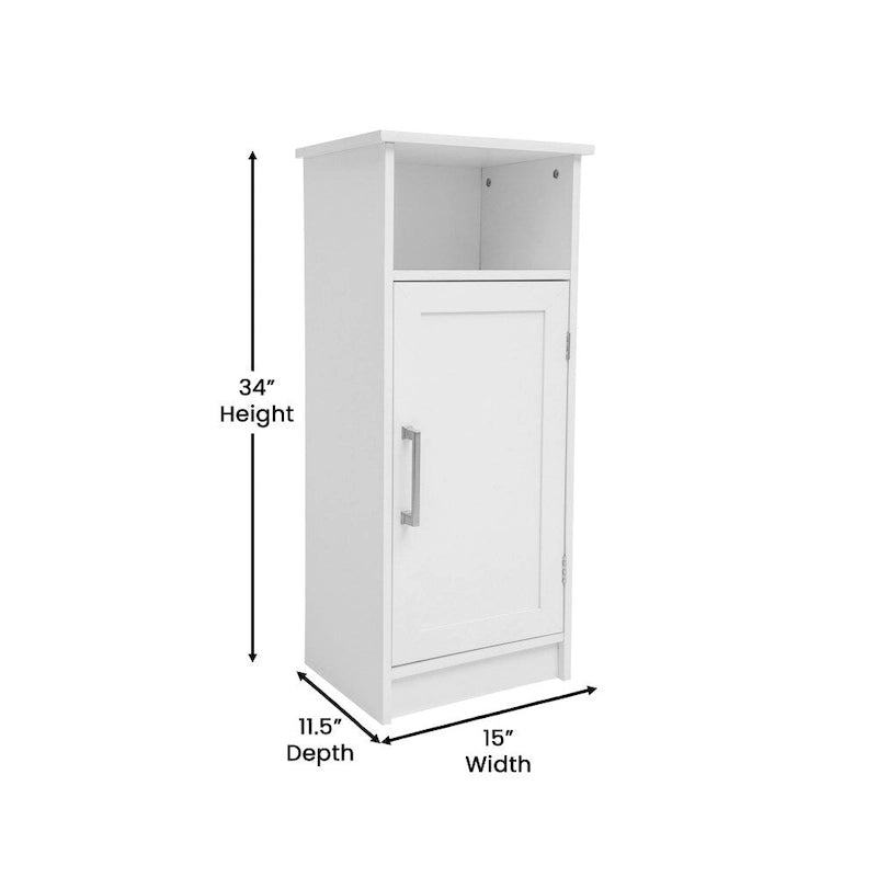 Meuble de rangement au sol de salle de bain moderne avec porte magnétique et 3 étagères réglables