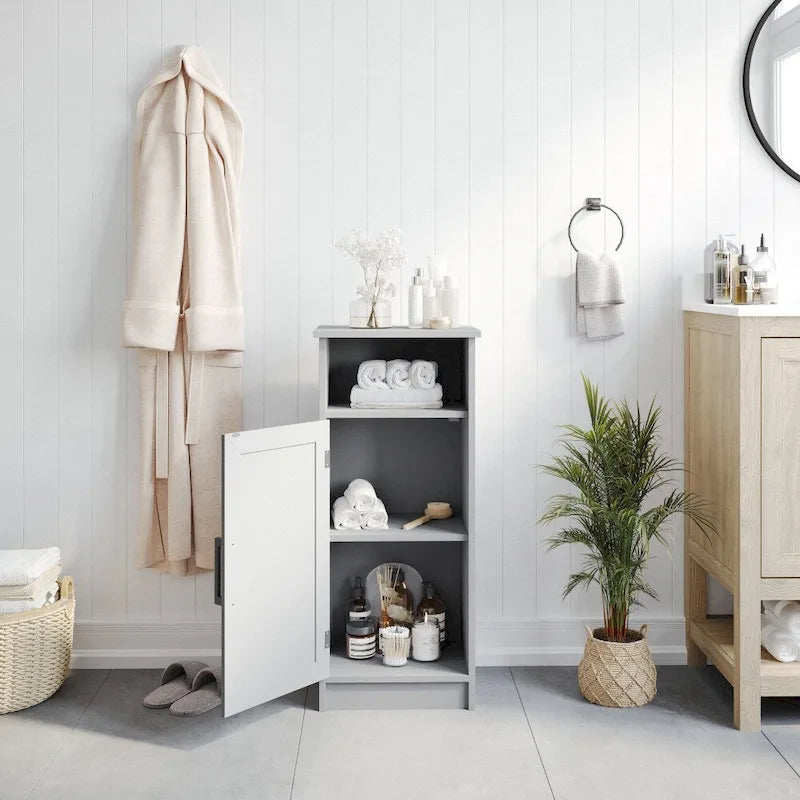 Meuble de rangement au sol de salle de bain moderne avec porte magnétique et 3 étagères réglables