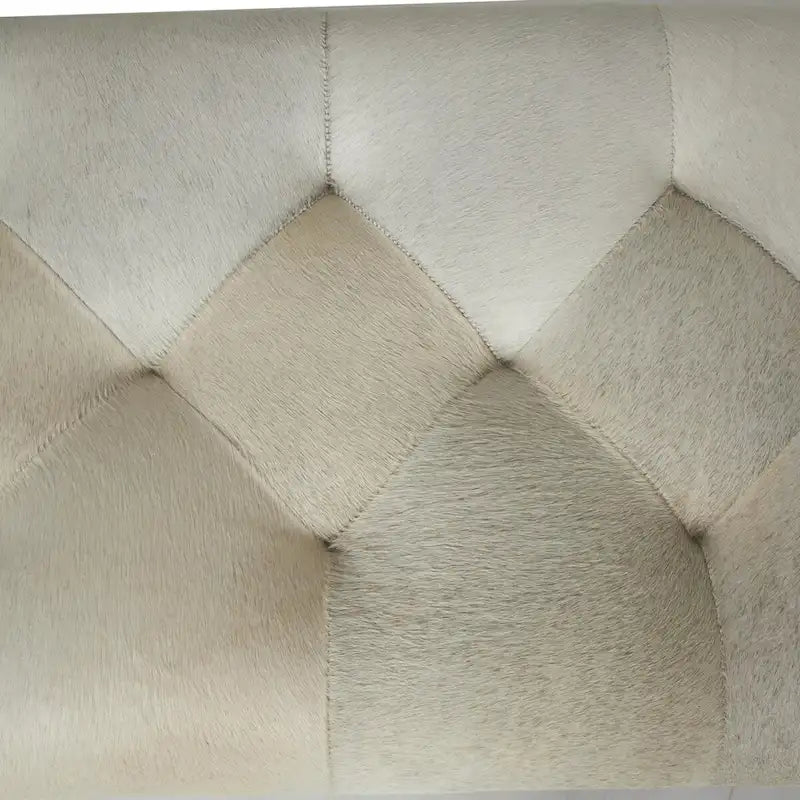 Banc capitonné en cuir avec base diagonale en acier inoxydable argenté — Gris